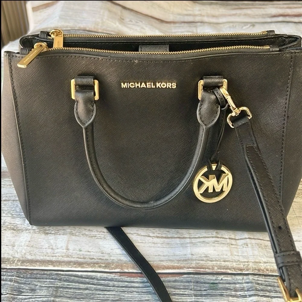 Michael Kors Sheila Large Satchel with Gold Color Accent